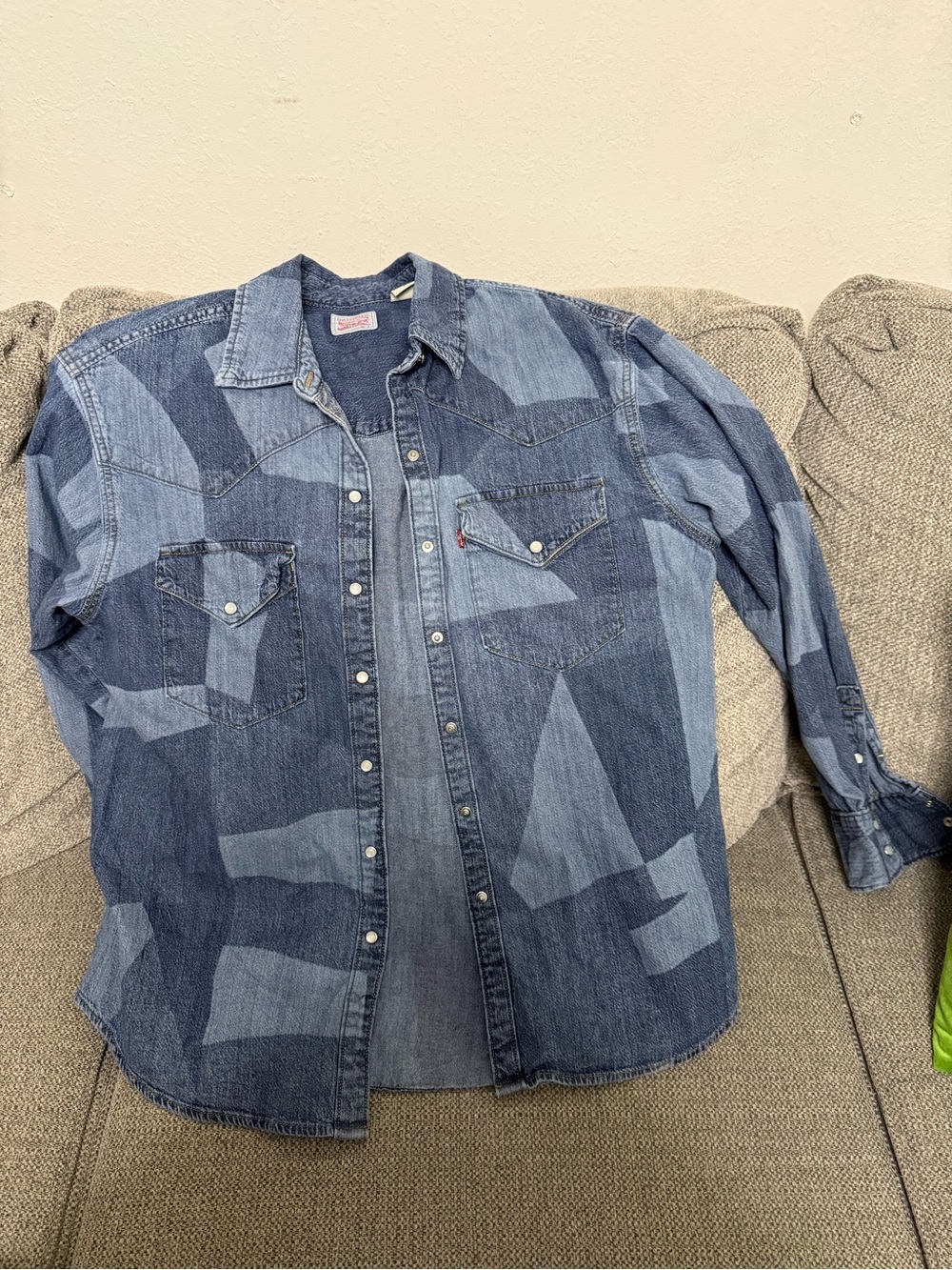 Levi's Men's Patchwork Denim Button-Down Shirt - Light & Dark Blue